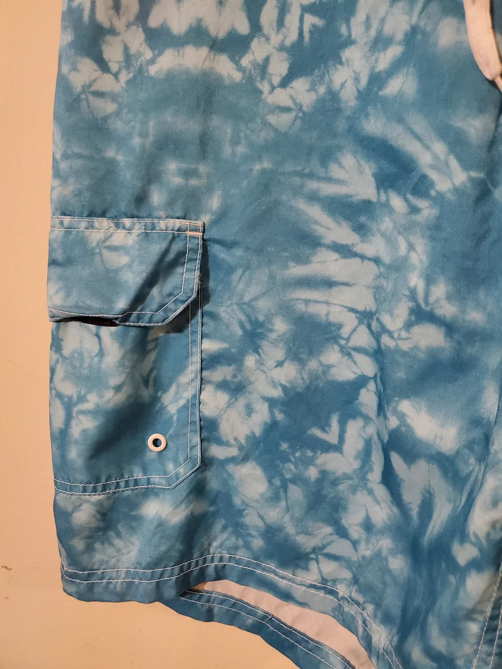 Mens Blue Tie-Dye Alien Graphic Swim Shorts Board Shorts Mens Sz 36 - Picture 4 of 6
